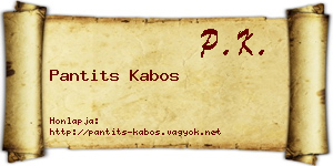 Pantits Kabos névjegykártya
